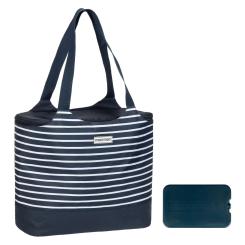Strandtasche 2 in 1 Kühltasche + Schultertasche  AHOI blau weiß