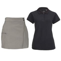 Damen Golfrock + Poloshirt Outdoor dunkelblau / olive Gr. 38 
