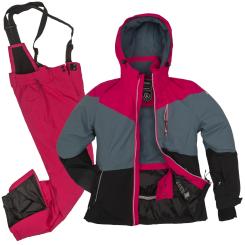 killtec Damen Skianzug 36 38 40 42 44 46 - Funktionsskibekleidung aus Skijacke und Skihose rot grau beere schöne Farbkombinationen