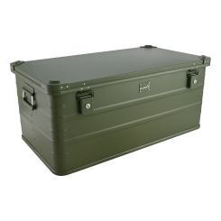 ALUBOX 141 Liter olivgrün - Stapelecken - Alubox mit Deckel - Transportbox in camouflage grün