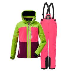 Skianzug Mädchen Gr. 116-176 Grün pink neon  Kinder