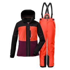 Skianzug Kinder Mädchen Gr. 116 - 176 Jacke schwarz Hose orange