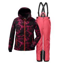 Kinderskianzug Mädchen Gr. 116 - 176 Camouflage pink schwarz Skihose + Skijacke