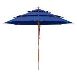 anndora Sonnenschirm 3m rund 3-lagig Navy Blau UV-Schutz