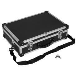 Alukoffer Alukiste Koffer Werkzeugkiste schwarz inkl. Tragegurt + Schlüssel