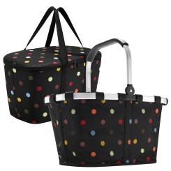 Reisenthel carrybag dots und coolerbag dots im Set - schwarz bunte Punkte