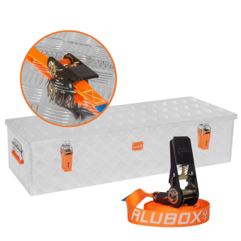 Alu Riffelblechbox Alubox + Spanngurt 86 Liter Pritschenbox - 1