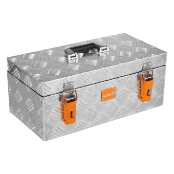 Alubox Werkzeugkiste -  Riffelblech - Werkzeugkoffer - 27 Liter - Kleinteile Aufbewahrung - wasserfest - abschließbar ohne Schlösser - 1