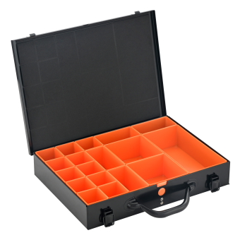 ALUBOX Sortimentsbox Kleinteile Kiste 18 Einsatzkästen 40 x 28 x 7 cm - schwarz - 1
