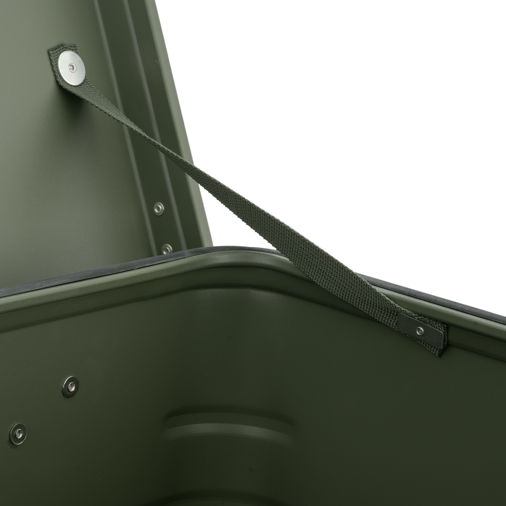 ALUBOX 141 Liter olivgrün - Stapelecken - Alubox mit Deckel - Transportbox in camouflage grün - 11