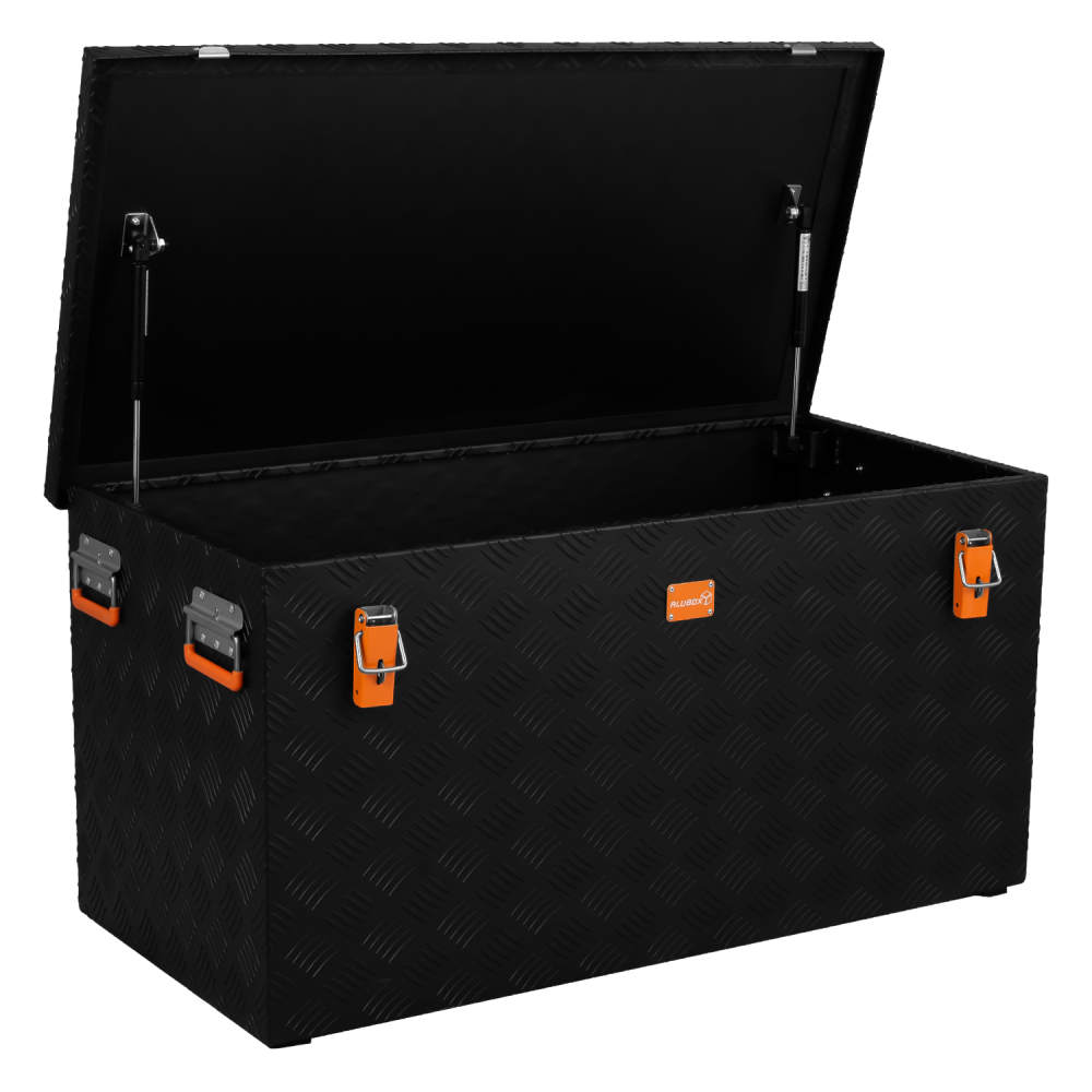 Riffelblechbox Alubox schwarz - black - 3mm Wandstärke, 250 Liter 102,2 cm x 52,5 cm x 52,0 cm - 2