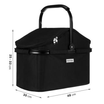 isolierter Kühlkorb Einkaufskorb schwarz mit Deckel  - 2