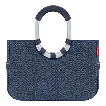 loopshopper Einkaufs Handtasche M mit Innentasche herringbone dark blue - 2