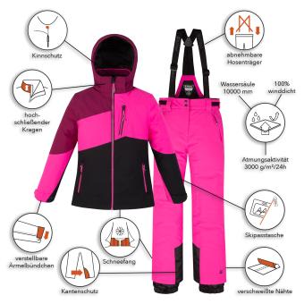 anndora.de | Skianzug für Mädchen Größe 152 pink schwarzwasserfest Gr. 152  | pink schwarz | Zum Online-Shop