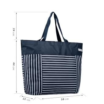XXL Strandtasche Einkaufstasche blau weiß maritim gestreift - AHOI - 2