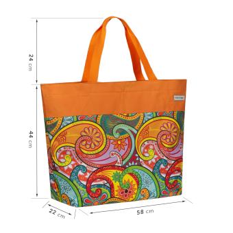 Oversized Strandtasche  Einkaufstasche - orange Paisley - XXL Tasche - 2