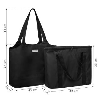 anndora Einkaufstasche schwarz + extra Innentasche aus Isomaterial  - 2