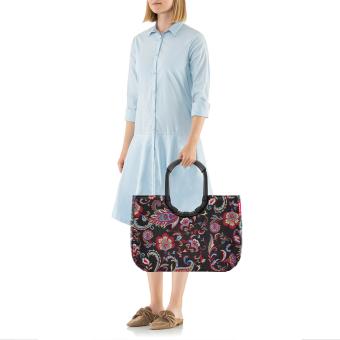 Reisenthel - Henkeltasche - schwarz Paisley Blumen Muster 22 Liter Einkaufstasche  - Lehrertasche - Bürotasche - 2