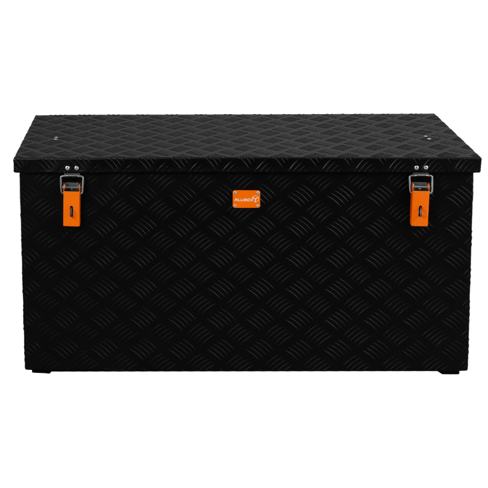 Riffelblechbox Alubox schwarz - black - 3mm Wandstärke, 250 Liter 102,2 cm x 52,5 cm x 52,0 cm - 3