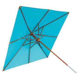 anndora Sonnenschirm mit Holz Gartenschirm 3x3m eckig Himmelblau Hellblau Winddach UV-Schutz - 3