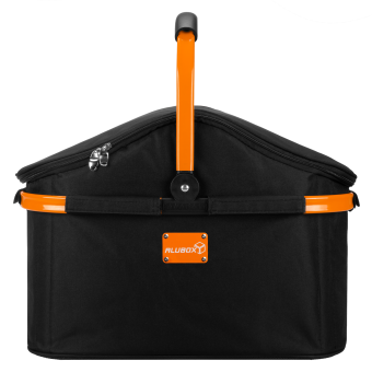Kühlkorb Einkaufskorb Alubox schwarz orange mit Deckel - Picknickkorb - 3