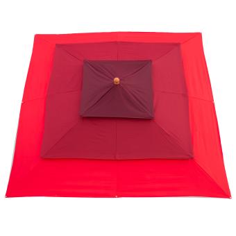 anndora Sonnenschirm 3x3m eckig 3-lagig Mehrfarbig Rot UV-Schutz - 3