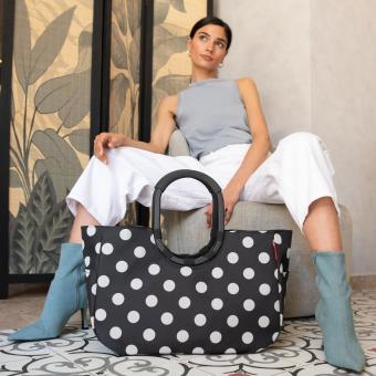 Einkaufstasche - Shopper mit runden Henkeln in schwarz weiß mit Punkten loopshopper L by reisenthel - 3