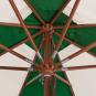 anndora Sonnenschirm 3,5m rund mit Holz Natural Dunkelgrün Winddach UV-Schutz - gestreift - Mittelstammschirm - 3