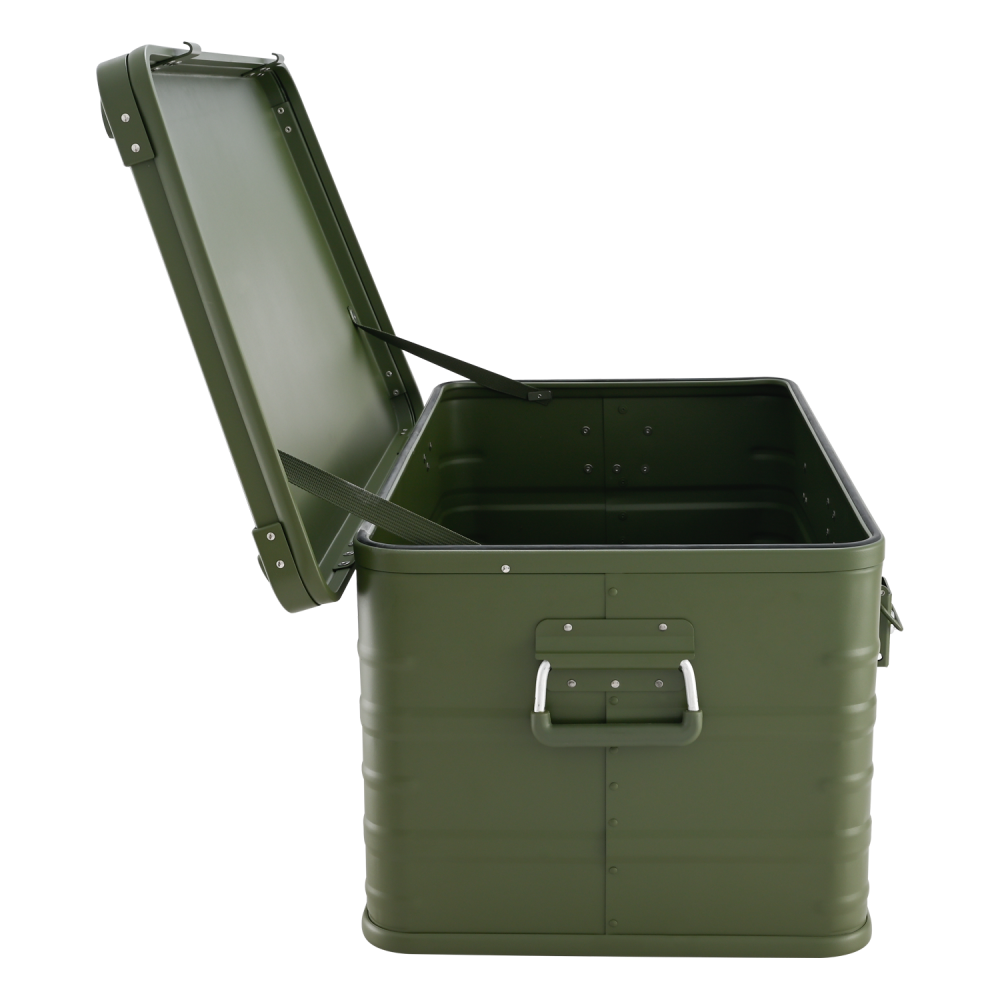 ALUBOX 92 L oliv gruen - Deckel mit Druckgussecken - Alu Staerke 1mm - Survival Box - Outdoor Kiste - 4