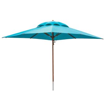 anndora Sonnenschirm mit Holz Gartenschirm 3x3m eckig Himmelblau Hellblau Winddach UV-Schutz - 4