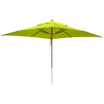 anndora Sonnenschirm mit Holz 4x4m eckig grün Limette - Winddach - UV-Schutz - Quadratischer Marktschirm mit Holz - Stoff waschbar - 4