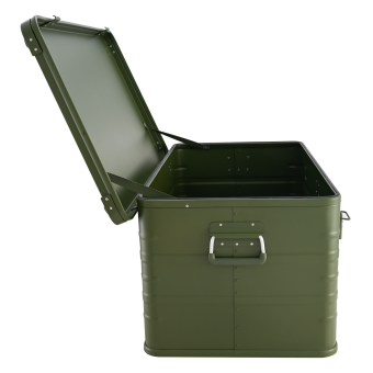 ALUBOX 141 Liter olivgrün - Stapelecken - Alubox mit Deckel - Transportbox in camouflage grün - 4