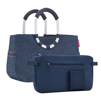 loopshopper Einkaufs Handtasche M mit Innentasche herringbone dark blue - 4