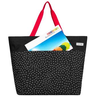 Oversized Bag Strandtasche mit extra viel Stauraum schwarz mit weißen Punkten Enkaufstasche - 5