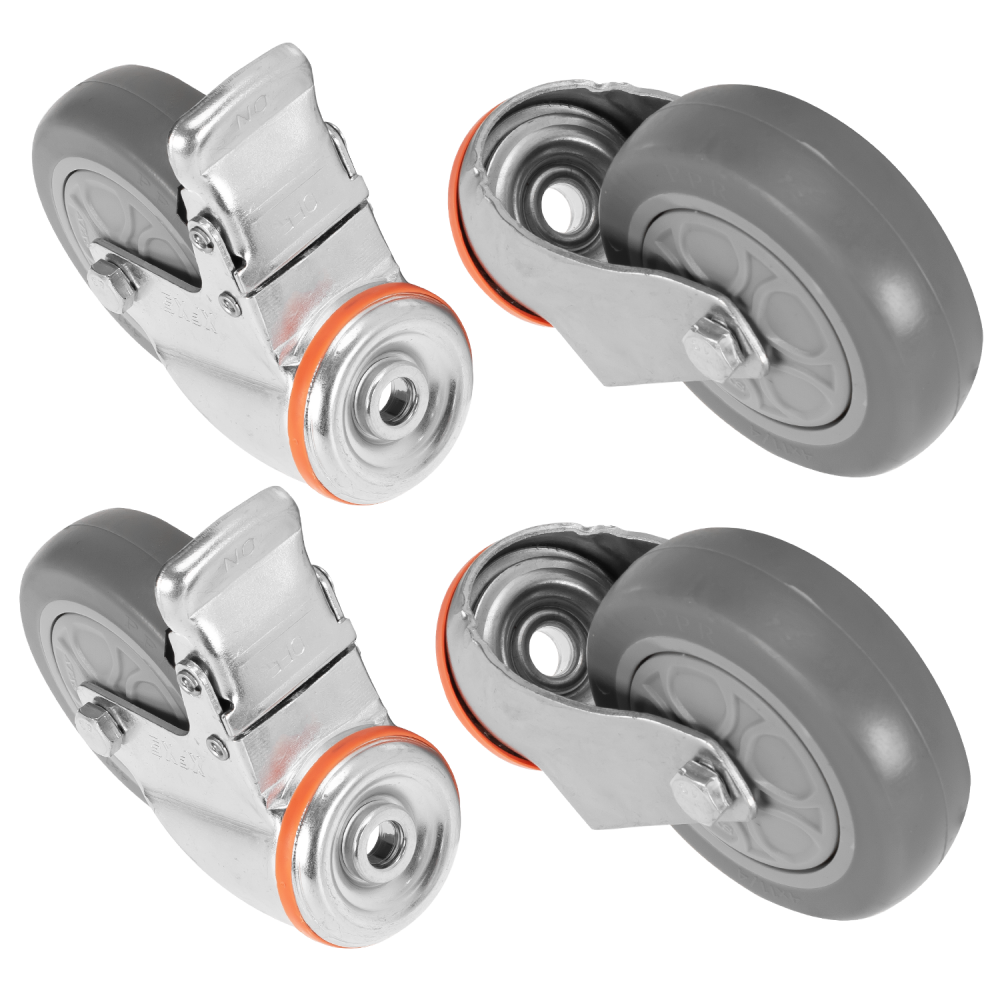 ALUBOX Rollensatz für Riffelblechboxen Transportrollen max 120 kg 10 cm + Schrauben Rädersatz für die Riffelboxen - 6