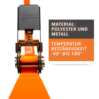 Spanngurt Orange 4m lang Ratschen Gurt ZUgkraft 800 kg - Original Alubox - 6