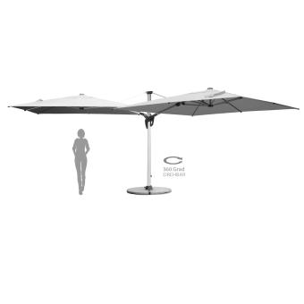 anndora  Ampelschirm 3m x4m rechteckiger Sonnenschirm - Mit Ständerkreuz ohne Gewichte - silbergrau - 360º drehbar - vertikal schwenkbar - UV - Schutz sehr hoch - 6