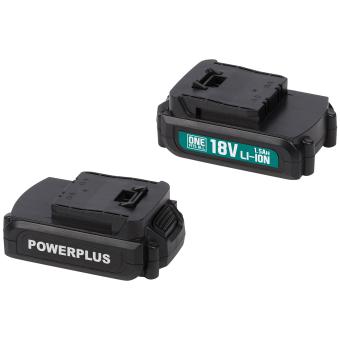 Powerplus 2 Ladegeräte + 2 Akkus 18V Li-Ion 1,5 Ah für alle One Fits All Geräte - 6