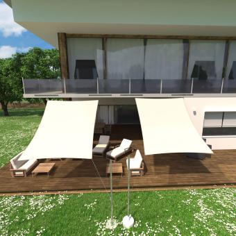 Sonnensegel 3,6 x 3,6 m creme quadratisch - Sonnenschutz - Garten Balkon und Blumenschutz - Sichtschutz  - 6