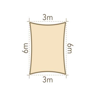 Sonnensegel 3x6 - cream rechteckig HDPE - 6