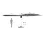 anndora  Ampelschirm 3m x4m rechteckiger Sonnenschirm - Mit Ständerkreuz ohne Gewichte - silbergrau - 360º drehbar - vertikal schwenkbar - UV - Schutz sehr hoch - 6
