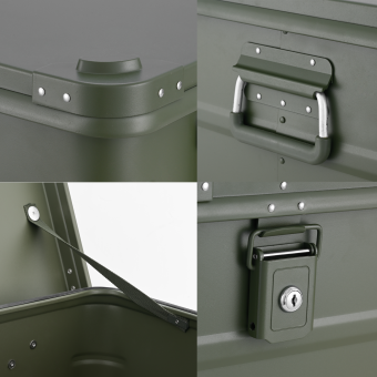 ALUBOX 92 L oliv gruen - Deckel mit Druckgussecken - Alu Staerke 1mm - Survival Box - Outdoor Kiste - 7