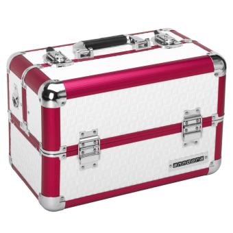 anndora Beauty Case lack weiß - metallic rot - Zihharmonikakoffer Kosmetikkoffer tragbar abschließbar - 7