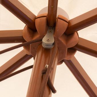 anndora Sonnenschirm mit Holz 4x4m eckig Terracotta - Winddach - UV-Schutz - Quadratischer Marktschirm mit Holz - Stoff waschbar - 7