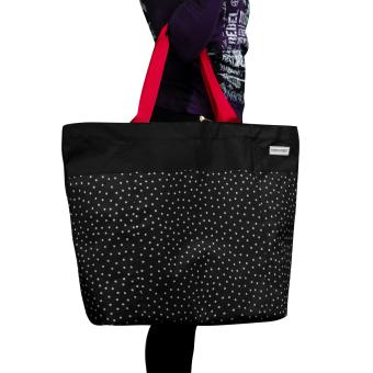Oversized Bag Strandtasche mit extra viel Stauraum schwarz mit weißen Punkten Enkaufstasche - 7