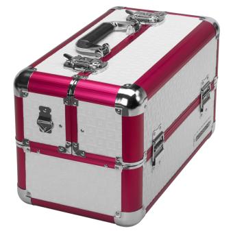 anndora Beauty Case lack weiß - metallic rot - Zihharmonikakoffer Kosmetikkoffer tragbar abschließbar - 8