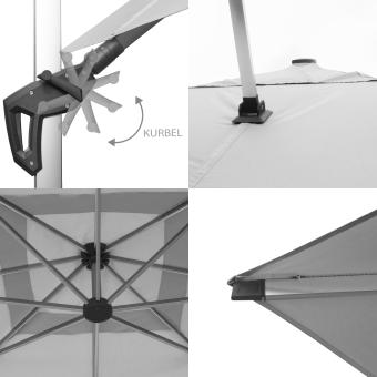 anndora  Ampelschirm 3m x4m rechteckiger Sonnenschirm - Mit Ständerkreuz ohne Gewichte - silbergrau - 360º drehbar - vertikal schwenkbar - UV - Schutz sehr hoch - 9