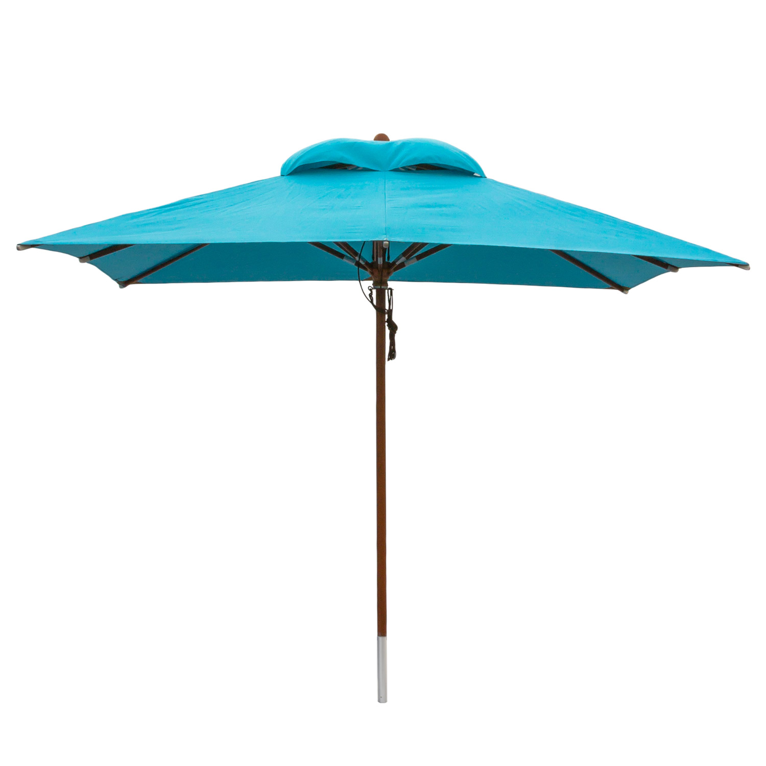 anndora Sonnenschirm mit Holz Gartenschirm 3x3m eckig Himmelblau Hellblau Winddach UV-Schutz - 1