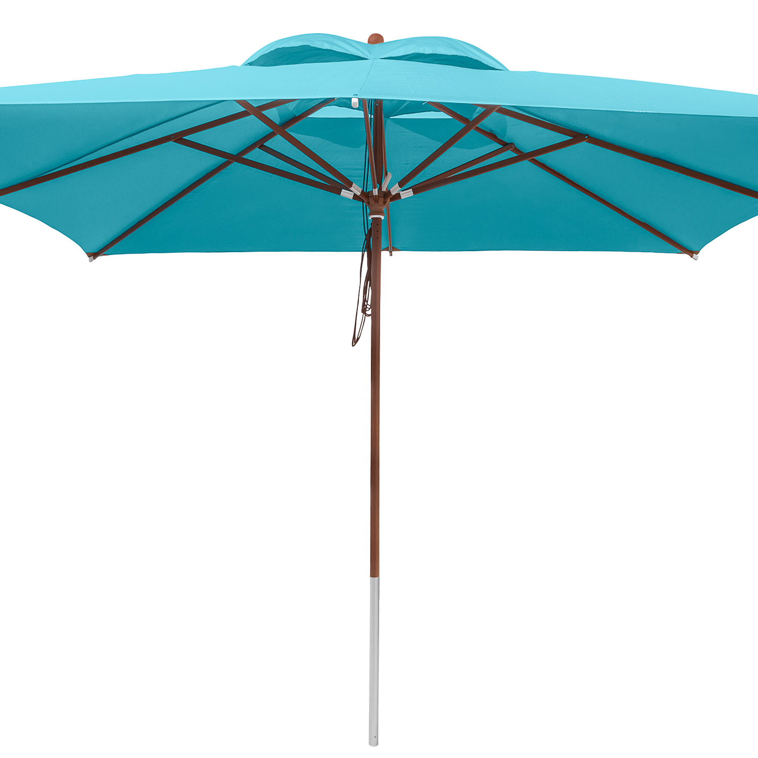 anndora Sonnenschirm mit Holz 4x4m eckig grün Himmelblau- Winddach - UV-Schutz - Quadratischer Marktschirm mit Holz - Stoff waschbar - 1