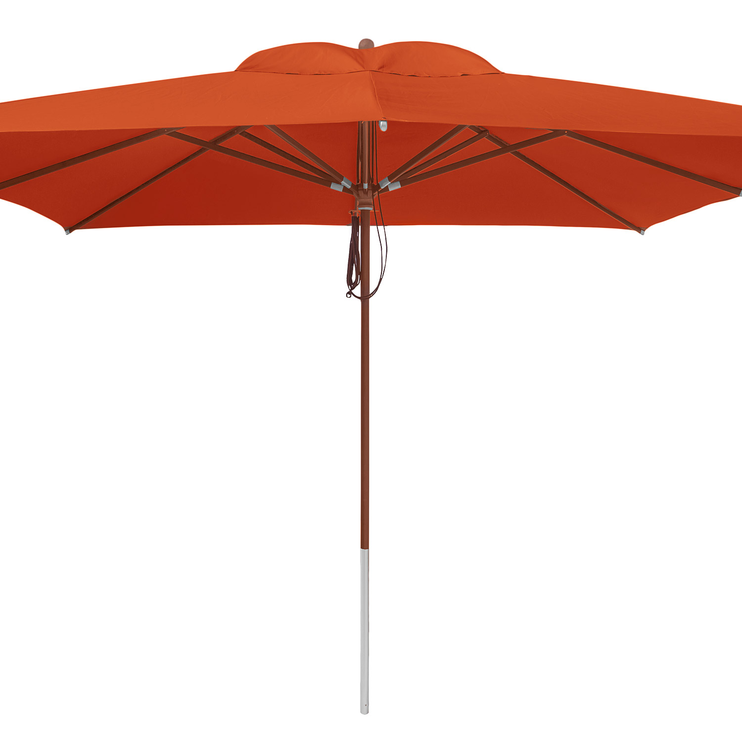 anndora Sonnenschirm mit Holz 4x4m eckig Terracotta - Winddach - UV-Schutz - Quadratischer Marktschirm mit Holz - Stoff waschbar - 1
